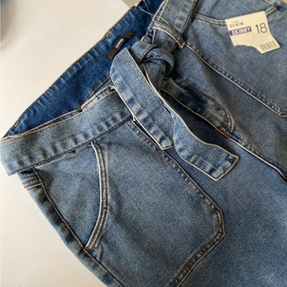 George Blue Skinny Jeans Size 18 Tie belt - Picture 2 of 3